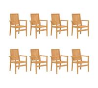 vidaXL Sillas de jardín apilables 8 uds madera de teca 56,5x57,5x91 cm