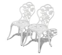 vidaXL Sillas de jardín bistró 2 unidades aluminio fundido blanco