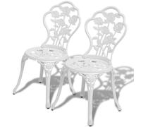 vidaXL Sillas de jardín bistró 2 unidades aluminio fundido blanco