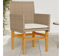 vidaXL Sillas de jardín con cojín 2 uds ratán PE beige y madera acacia