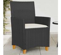vidaXL Sillas de jardín con cojín 2 uds ratán PE negro y madera acacia