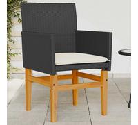 vidaXL Sillas de jardín con cojín 2 uds ratán PE negro y madera acacia