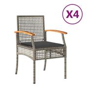 vidaXL Sillas de jardín con cojín 4 uds ratán PE gris y madera acacia
