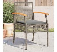 vidaXL Sillas de jardín con cojín 4 uds ratán PE gris y madera acacia