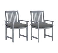vidaXL: Juego de 2 sillas de jardín con cojines, color gris, madera de acacia maciza