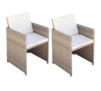 vidaXL Sillas de jardín con cojines 2 unidades ratán sintético beige