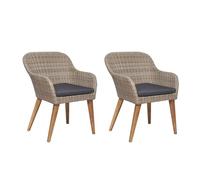 vidaXL 2X Sillas Jardín Ratán Sintético Sillón Taburete Madera Maciza Acacia