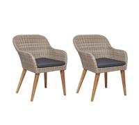 vidaXL 2X Sillas Jardín Ratán Sintético Sillón Taburete Madera Maciza Acacia