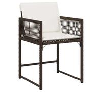 vidaXL Sillas de Jardín con Cojines 4 uds, Sillas con Respaldo, Sillones de Exterior, Asientos para Terraza Patio, Ratán Sintético Marrón