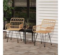 vidaXL Sillas de jardín con reposabrazos 2 uds ratán PE 56x64x80 cm