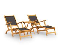Vidaxl Sillas de Jardín con Reposapiés y Mesa Madera Acacia | Ideal para Jardín, Playa, Piscina, Terraza