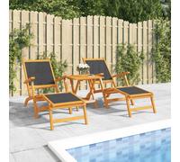 Sillas De Jardín Con Reposapiés Y Mesa Madera Acacia Textilene Vidaxl
