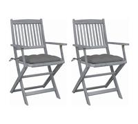 vidaXL Sillas de jardín plegables 2 uds cojines madera maciza acacia