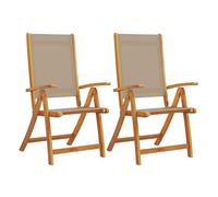 vidaXL Sillas de jardín plegables, 2 unidades, madera maciza de acacia y textileno