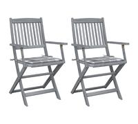 vidaXL Sillas de jardín plegables 2 uds madera maciza acacia y cojines