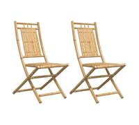 vidaXL Sillas de jardín plegables 2 unidades bambú 46x66x99 cm