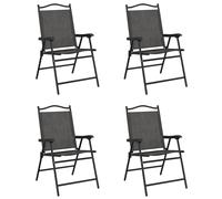 vidaXL Sillas de jardín plegables 4 uds acero y textileno gris melange