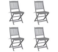 vidaXL Sillas de jardín plegables 4 uds cojines madera maciza acacia