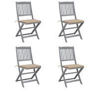 vidaXL Sillas de jardín plegables 4 uds cojines madera maciza acacia