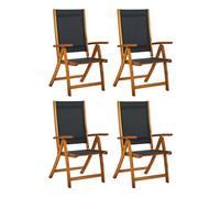 vidaXL Sillas de jardín plegables 4 uds, madera maciza de acacia y textileno