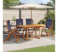 vidaXL Sillas de jardín plegables 4 uds madera maciza acacia textileno