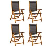 Vidaxl sillas de jardín plegables 4 uds madera maciza acacia textileno