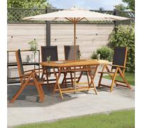 vidaXL Sillas de jardín plegables 4 uds madera maciza acacia textileno