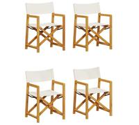 vidaXL Sillas de jardín plegables 4 un. Sillón director madera maciza acacia, tela blanco crema