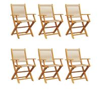 Vidaxl sillas de jardín plegables 6 uds madera maciza acacia beige