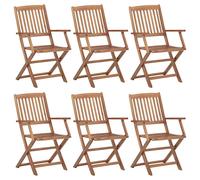 vidaXL Sillas de jardín plegables 6 uds madera maciza de acacia
