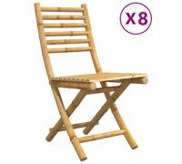 vidaXL Sillas de jardín plegables de bambú, 8 unidades, 43x54x88 cm