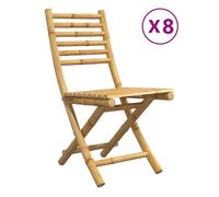 vidaXL Sillas de jardín plegables de bambú, 8 unidades, 43x54x88 cm