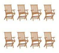 vidaXL Sillas de jardín plegables 8 unidades madera maciza de teca