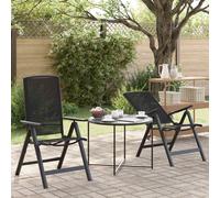 vidaXL Sillas de jardín reclinables 2 uds. Negro Textileno