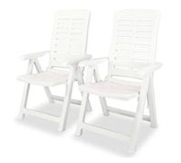 vidaXL Sillas de jardín reclinables 2 unidades plástico blanco