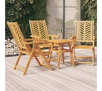 vidaXL Sillas de jardín reclinables 3 uds madera maciza acacia