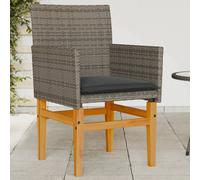 vidaXL Sillas de jardín y cojines 2 uds ratán PE gris y madera maciza