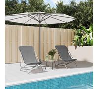 vidaXL Sillas de playa plegables 2 uds acero recubierto textilene gris