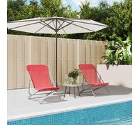 vidaXL Sillas de playa plegables 2 uds acero recubierto textilene rojo