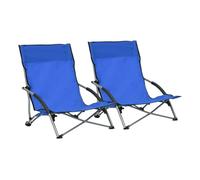 Vidaxl sillas de playa plegables 2 unidades tela azul