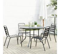 vidaXL Conjunto de jardín Polea 4 sillas y mesa Negro Anthracite