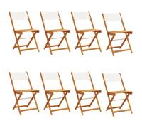 vidaXL Sillas jardín plegables 8 uds tela madera maciza y tela crema
