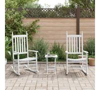 vidaXL Sillas mecedoras 2 uds mesa plegable madera maciza álamo blanco