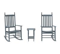 vidaXL Sillas mecedoras 2 uds mesa plegable madera maciza álamo gris