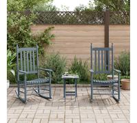 vidaXL Sillas mecedoras 2 uds mesa plegable madera maciza álamo gris