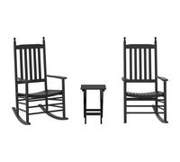 Sillas Mecedoras 2 Uds Mesa Plegable Madera Maciza Álamo Negro Vidaxl