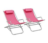 vidaXL Sillas mecedoras 2 unidades acero rosa