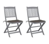 vidaXL Sillas plegables 2 uds cojines madera maciza acacia