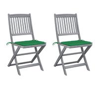 vidaXL Sillas plegables 2 uds cojines madera maciza acacia