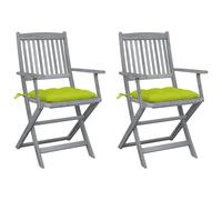 vidaXL Sillas plegables 2 uds cojines madera maciza acacia